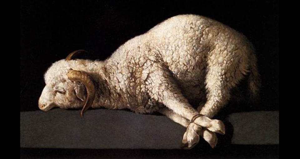 Representação simbólica de um cordeiro, remetendo a Jesus o Cordeiro de Deus.