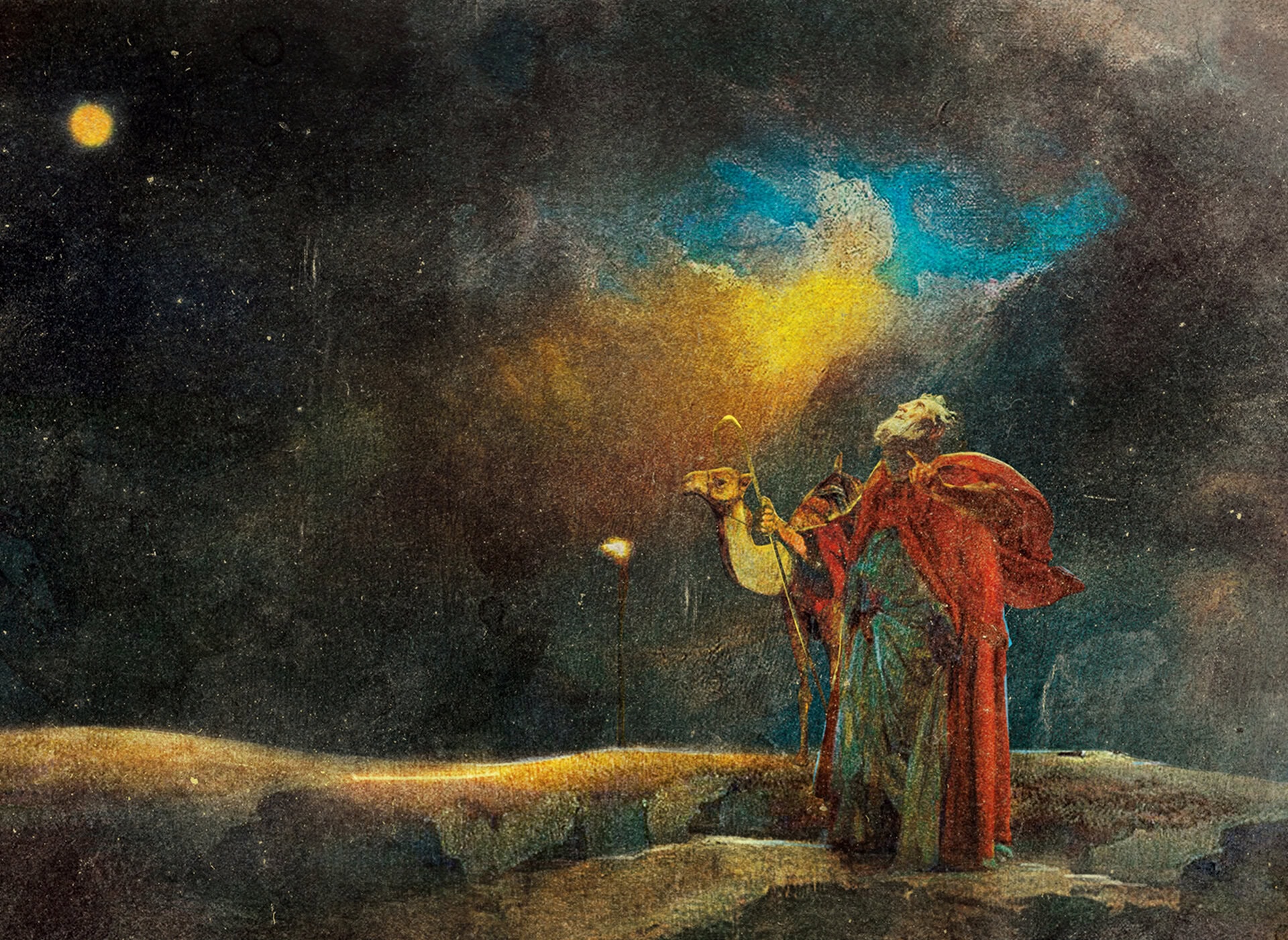 Abraão contemplando as estrelas sobre o deserto, obra artística baseada em Gênesis 15
